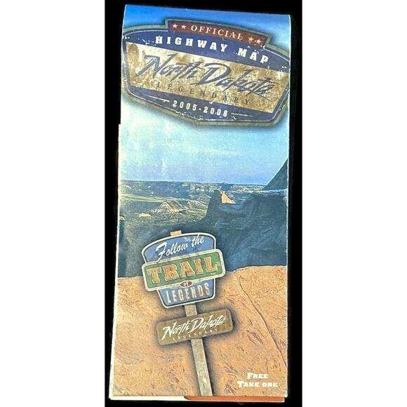 North Dakota State Map 2005 Official Highway Ephemera Auto City Street Road - Picture 1 of 4